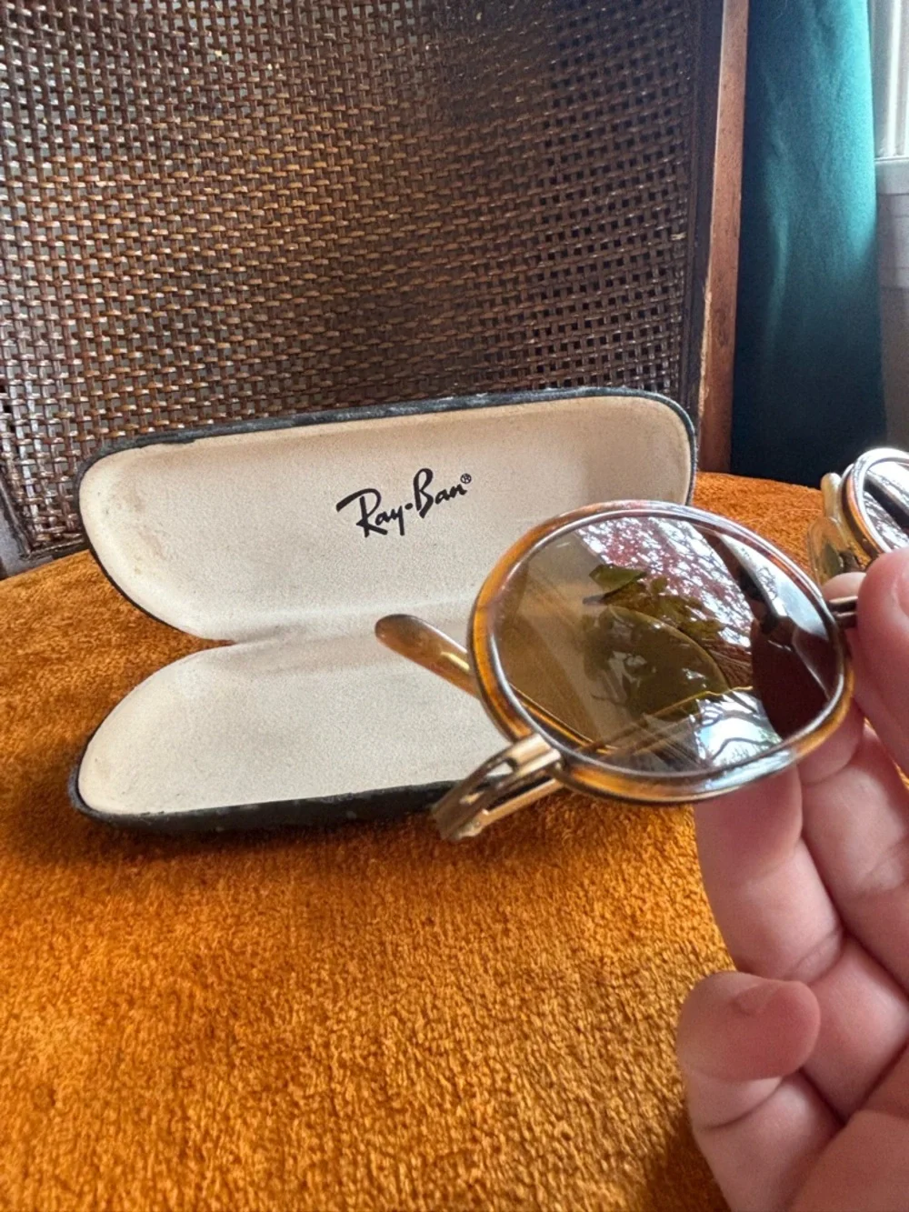 Vintage Ray-Ban W3086 Rituals Oval Sunglasses Gold Double Bridge Brown Lens 90s